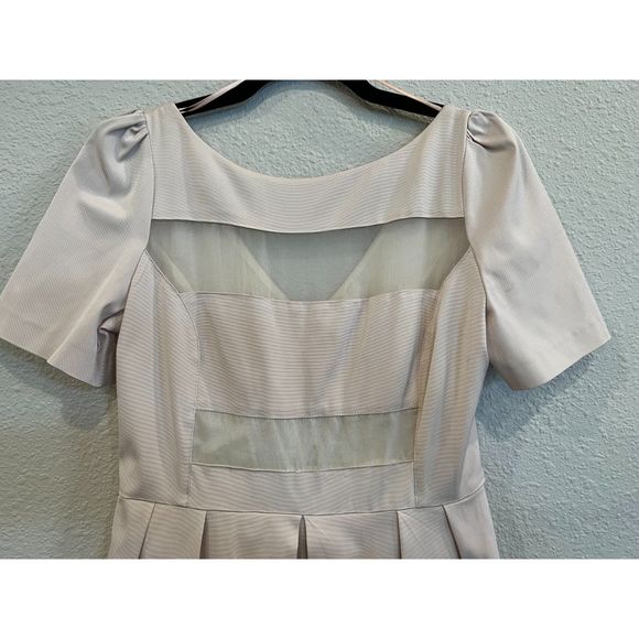 NWT Axara Paris Pleated Nude Dress Sheer Panels Size 10 a997 - Picture 3 of 11